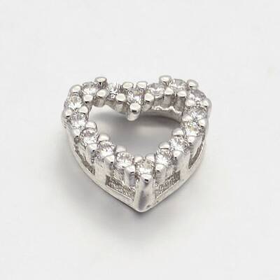 CZ Brass Micro Pave Grade AAA Cubic Zirconia Open Heart Beads