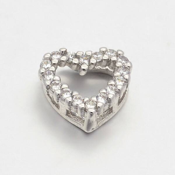 CZ Brass Micro Pave Grade AAA Cubic Zirconia Open Heart Beads