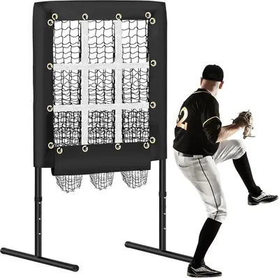 Halloween Gift Rengue 9 Hole Pitching Net Baseball Pitching Target with Strike Zone, Softball Pitching Aid Net, 3 Level Adjus...