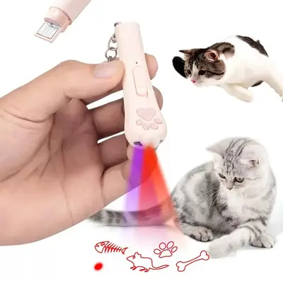 USB Rechargeable Pet Laser Toy, 5 Adjustable Modes Pet Interactive Toy, Pet Training Toy, Laser Pointer Suitable for Indoor C...