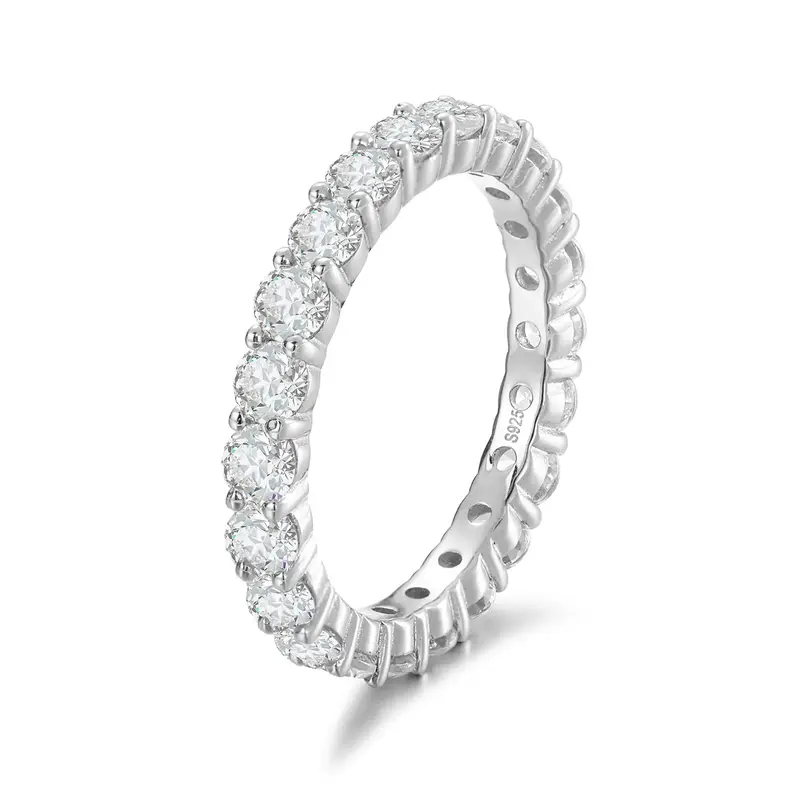 【#R8】Shining 925 Sterling Silver Synthetic Moissanite Ring Women's Jewelry Gifts Engagement Gifts Party Daily Fashion Jew...