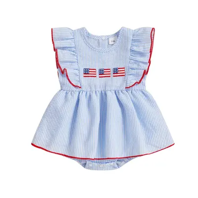 Baby Girl 4th Of July Outfit Newborn Memorial Day Clothes American Flag Romper Onesie Stripe USA Onesie Bodysuit