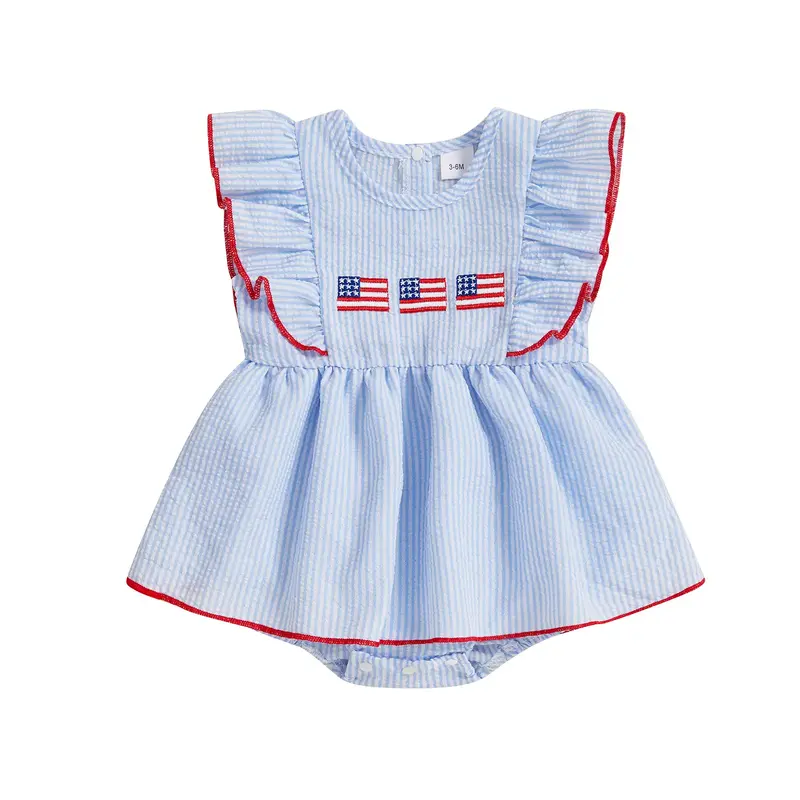Baby Girl 4th Of July Outfit Newborn Memorial Day Clothes American Flag Romper Onesie Stripe USA Onesie Bodysuit