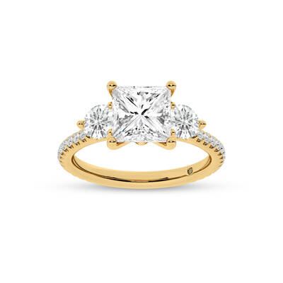 Zephyr Three Quarter Coverage Princess Cut Lab Grown Diamond Engagement Ring | 14K Yellow Gold 4 5/8 CT. TW.