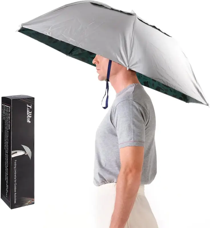 Head Umbrella Hat, Random colours Compact Folding Hands Free Hat Umbrella for Adults Rain Sun Protection Gardening Fishing Hi...