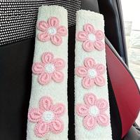 Flower Decor Car Seat Belt Cover, Creative Soft Plush Car Seat Belt Protector, Universal Car Interior Decoraton Accessories, ...