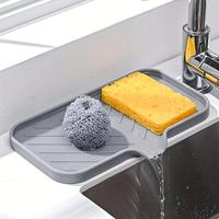 Silicone Sponge Holder, 1 Count/2 Counts/set Sink Organizer Caddy, Drain Storage Tray for Dish Sponge, Sink Drain Mat for Hom...