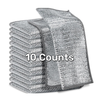 10Pcs Non-Scratch Dishwashing Cloths: Multipurpose Kitchen Cleaning Rags for Wet & Dry Use - Reusable Wire Cloths for Sinks, ...