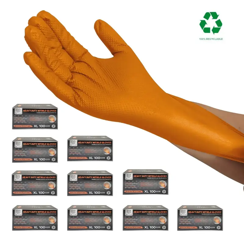 GP Craft 8Mil Orange Diamond Textured Gloves （ Automotive Plumbing Warehouse / Hand Protection /Safety Gloves ) Industrial ...