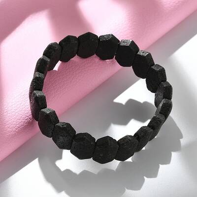 Rhombus Frosted Natural Lava Rock Bead Stretch Bracelets for Women Men