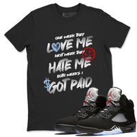 I Got Paid Best T-shirts To Wear With Jordans 5s Black Metallic Reimagined