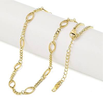 Ion Plating(IP) 304 Stainless Steel Oval Link Chain Necklaces for Women
