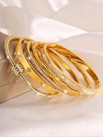 Elegant Minimalist Bangle Set, Bracelets for Women, Stainless Steel Jewelry for Party, Daily Clothing Decor, Trendy All-match...
