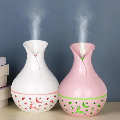 Vase Design Essential Oil Diffuser, USB Powered Humidifier with 7 Color LED Light, Mini Cold Mist Humidifier for Office Ho...