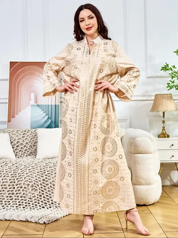 Women's Sequined Dress, Elegant Long Abaya for Muslim Women, New Design Beaded Evening Gown, Fashionable Arabic Turkish Style...
