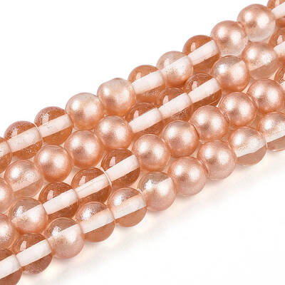 Baking Painted Transparent Glass Beads Strands