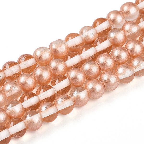 Baking Painted Transparent Glass Beads Strands