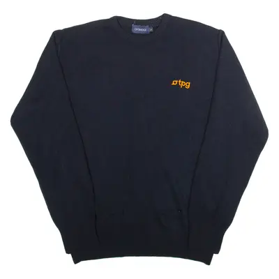 OXBRIDGE Mens Plain Blue Wool Tight Knit L