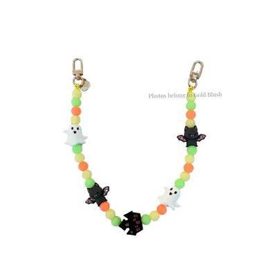 Gold Blush Spooky Glow Bag Chain – Glow-in-the-Dark Silicone Beaded Bag Chain 18\
