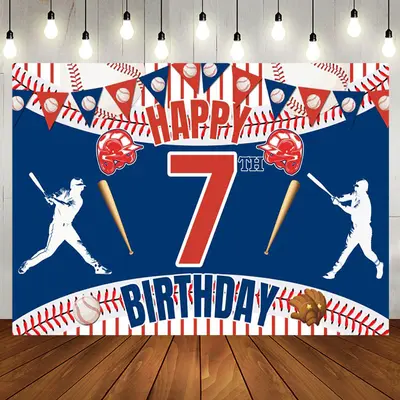 Aperturee Lucky 7 Baseball Happy Birthday Flag Sport Backdrop