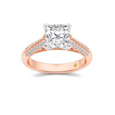 Storm Knife Edged Cathedral Princess Cut Lab Grown Diamond Engagement Ring | 14K Rose Gold 3 1/3 CT. TW.