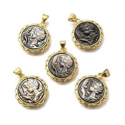 Brass with Natural Shell Carved Pendants