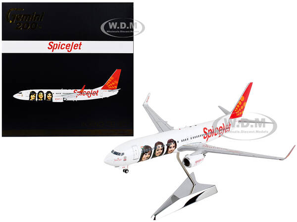 Boeing 737-800 Commercial Aircraft SpiceJet White with Red Tail Gemini 200 Series 1/200 Diecast Model Airplane by Gem...