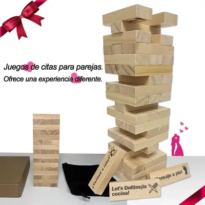 Block tower game for dating(Spanish version),Stacking-tower game for couple,Gift for Friend,Best Game for Party.