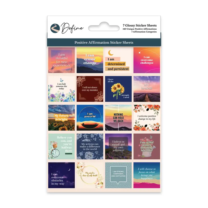 Positive Affirmation Sticker Sheets -Unique Stickers for Success, Confidence, Motivation, Gratitude, Mindfulness, Health & We...