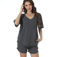 Two-piece women's shorts pajama set, Comfy Short Sleeve T-shirt & Elastic Waist Shorts Pj Set, Back To School Wear Lounge Set...