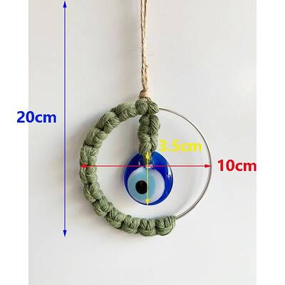 Handmade Woven Cotton Thread with Turkish Glass Evil Eye Wall Hanging Ornament