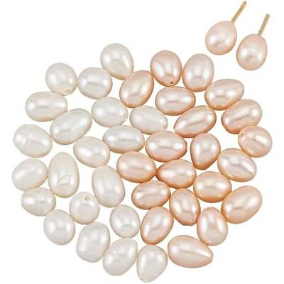 40Pcs 2 Colors Natural Cultured Freshwater Pearl Beads