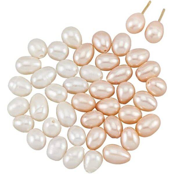40Pcs 2 Colors Natural Cultured Freshwater Pearl Beads