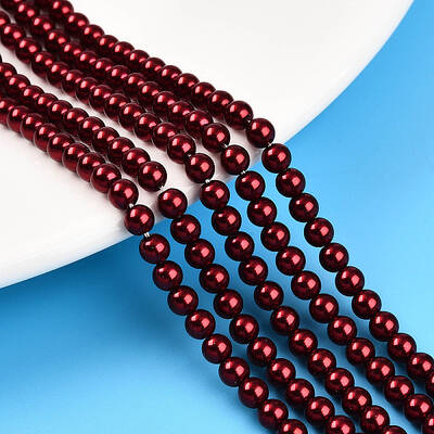 Baking Painted Pearlized Glass Pearl Bead Strands