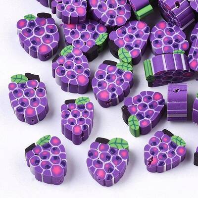 Autumn Theme Handmade Grape Polymer Clay Beads