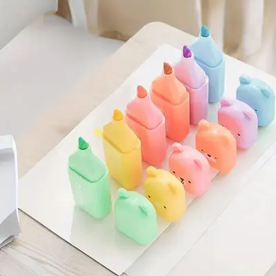 Cute Bear/Candy Design Highlighter Pen, 6 Counts/set Fluorescent Color Highlighter Pen, Writing Pen for Students, School Supp...