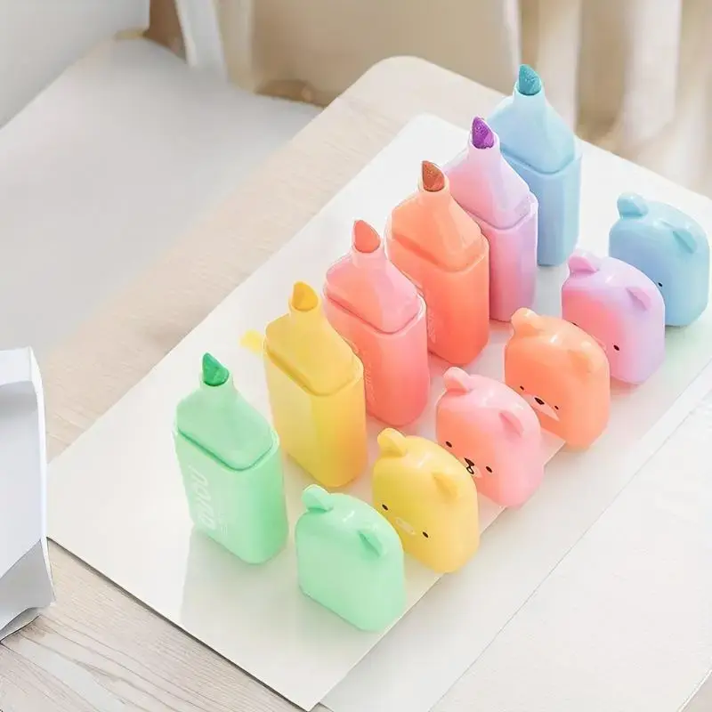 Cute Bear/Candy Design Highlighter Pen, 6 Counts/set Fluorescent Color Highlighter Pen, Writing Pen for Students, School Supp...
