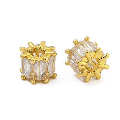Rack Plating Brass Micro Pave Cubic Zirconia Beads