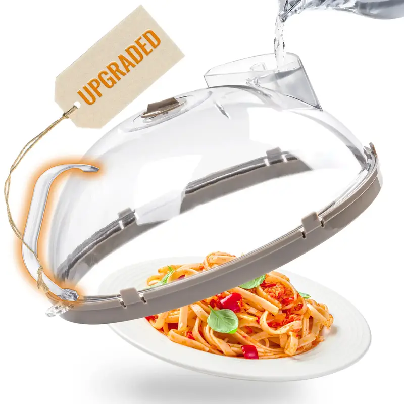 【Gracenal】Microwave Splatter Cover, Upgraded Microwave Cover with Water Steamer, Integrated Handle, Splatter Guard, Kitch...