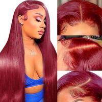ITODAY 13X6 13x4  HD Lace Front Wigs Human Hair Wigs  99J  Red Burgundy Colored  13X6 HD Transparent 613 Blonde  Pre Plucked ...