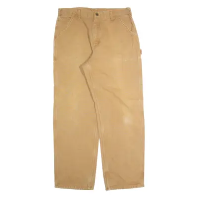 CARHARTT Lined Workwear Mens Trousers Brown Regular Straight W36 L32