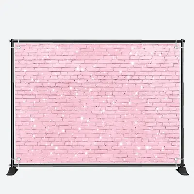 Glitter Pink Brick Wall Valentines Day Backdrop - Aperturee