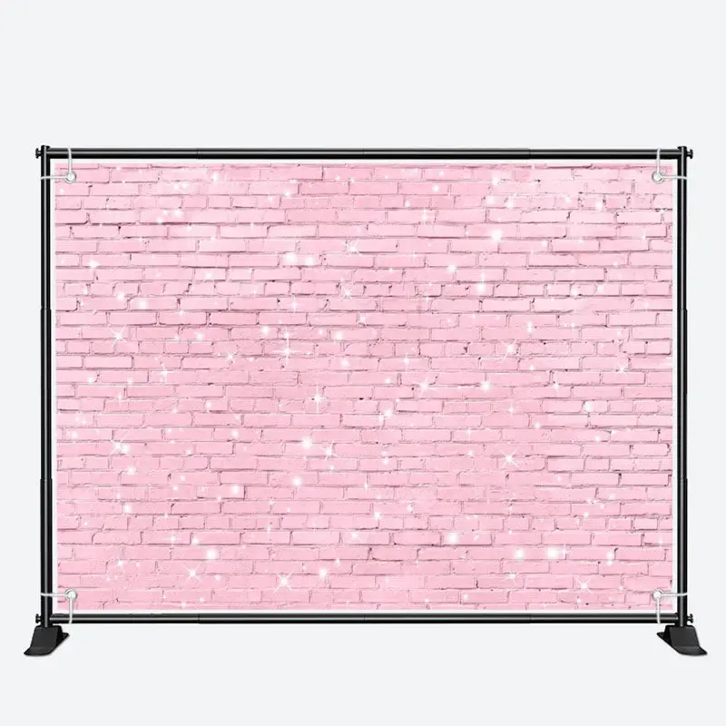 Glitter Pink Brick Wall Valentines Day Backdrop - Aperturee