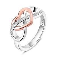 MULA 925 silver and rose gold plated heart infinity ring | Sparkling zircon inlay | Engagement, wedding, anniversary gift | S...
