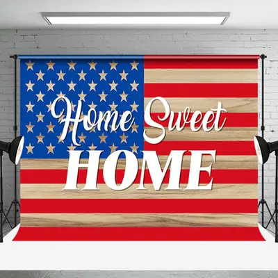Red Blue Star Plank Stripes Independence Day Backdrop - Aperturee