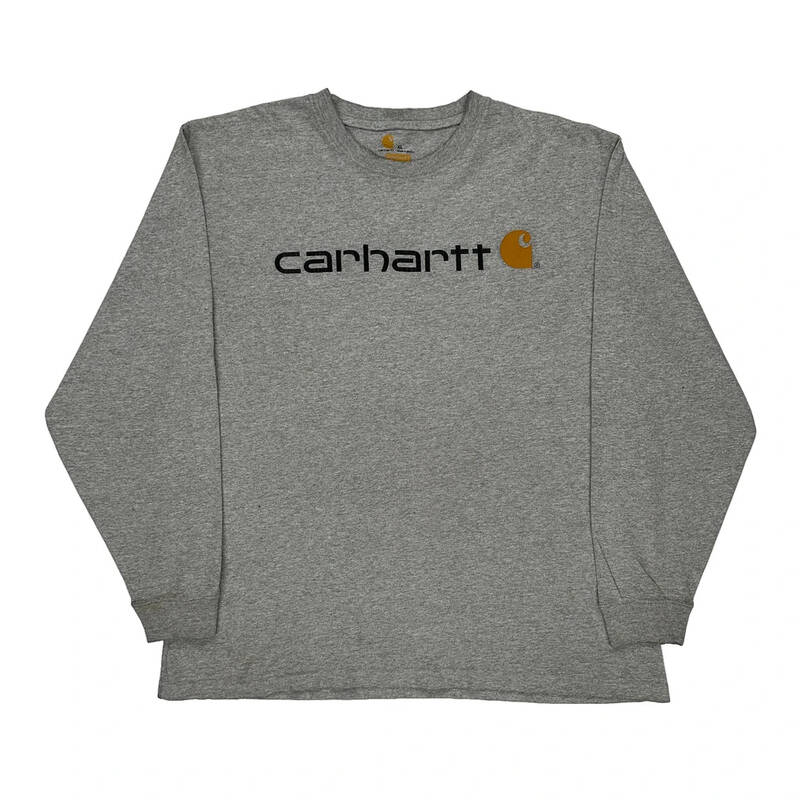 Carhartt Spellout Long Sleeve T-Shirt - XL Grey Cotton Blend
