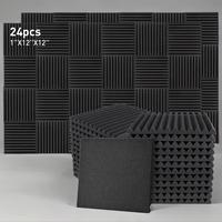 Acoustic Audio Visual Accessories Noise Reduction Soft Foam Panels Black 1x12x12 Inches for Audio and Video Room Noise Reduc...