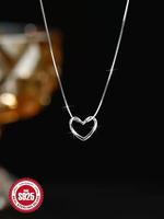 S925 Sterling Silver Twisted Heart Design Pendant Necklace for Women & Girls, Fashion Jewelry for Party, Daily Decor, Trendy ...