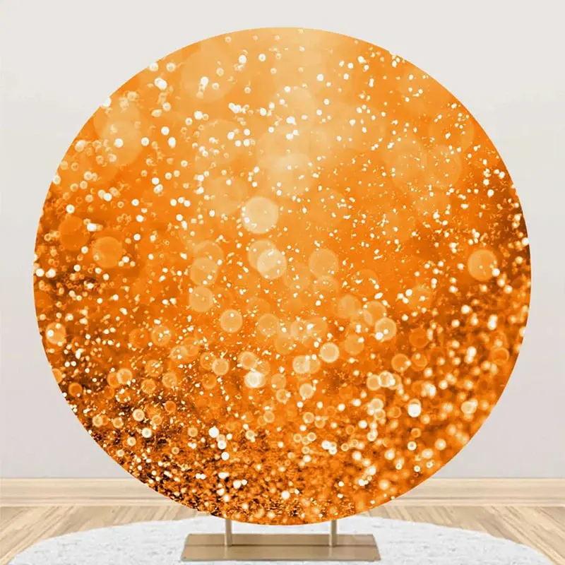 Modern Sparkling Orange Round Birthday Backdrop - Aperturee