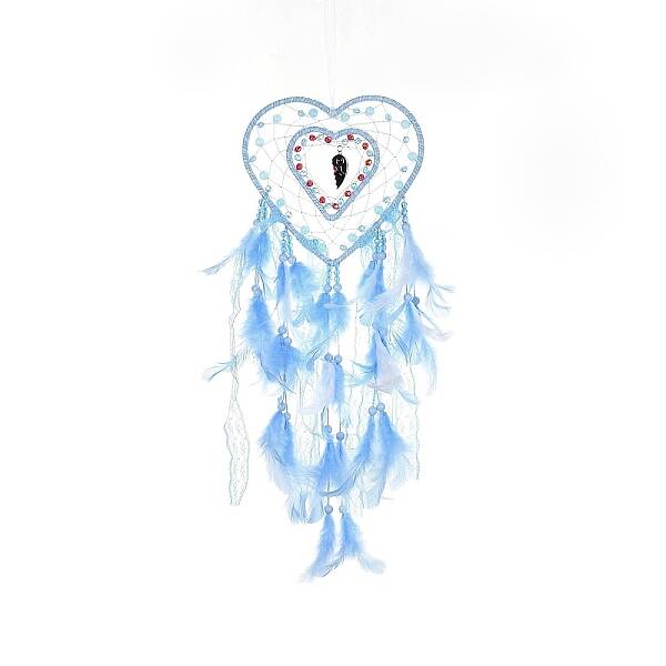 Heart Woven Web/Net with Feather Hanging Ornaments